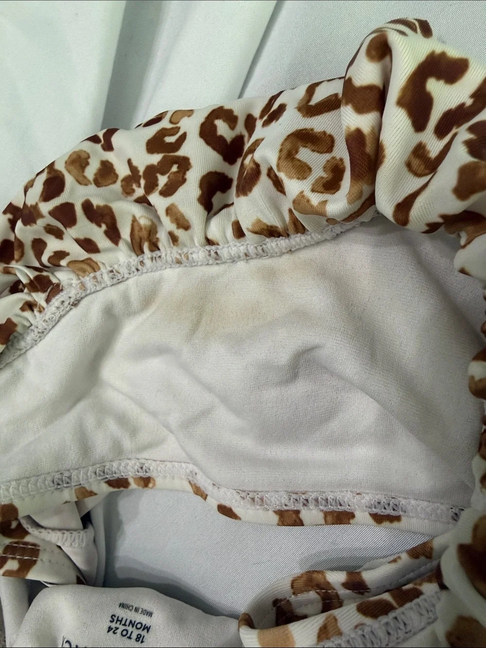Janie and Jack Girls Leopard Print Ruffle Bikini Set - White and Brown